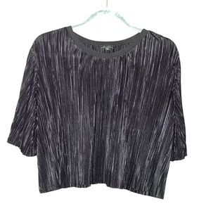 Bardot black textured crinkled crop top oversized boxy size 8 chic party trendy